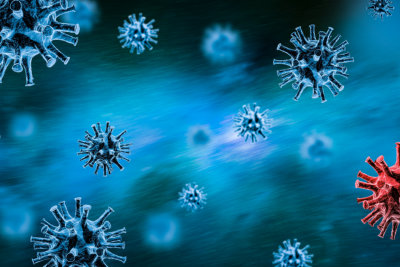 Image of flu COVID-19 virus cell. Coronavirus Covid 19 outbreak influenza background.